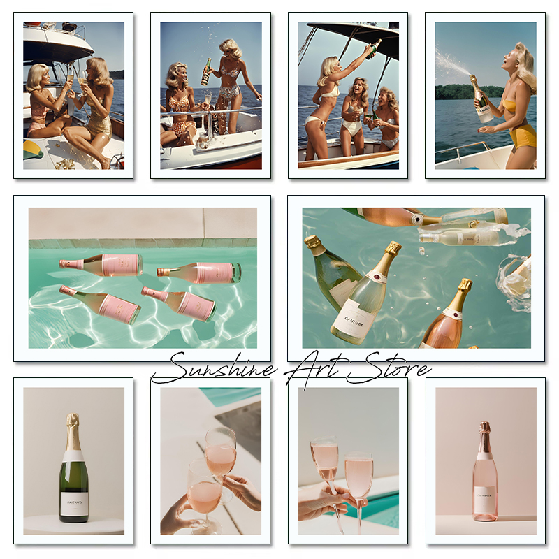 Luxury Lifestyle Pictures - Champaña para mujer, fiesta, arte de